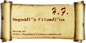 Hegedűs Filoména névjegykártya